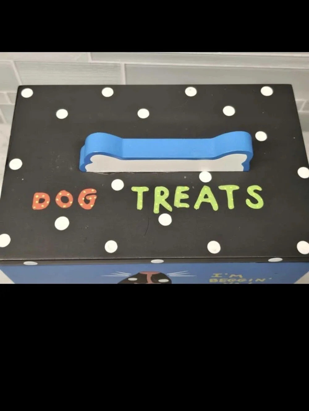 Hand Painted Wood Dog Treat Box By Artist Tatutina For Up Country